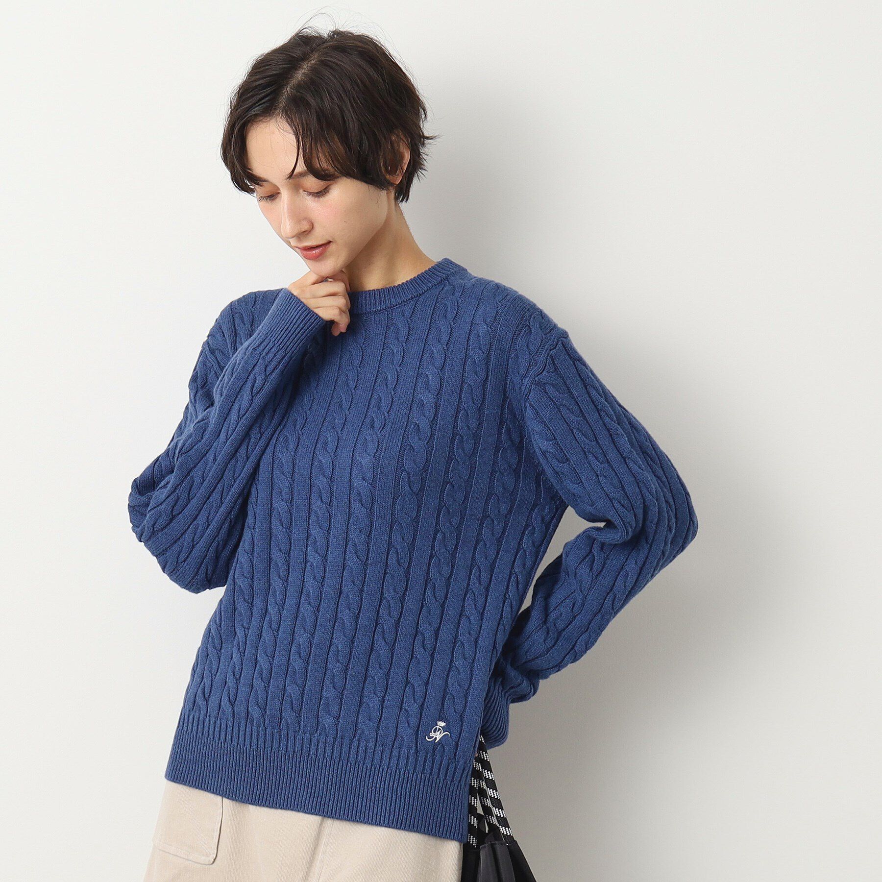 Dessin「【ユニセックス・洗える】ケーブル編みニット」|ニット・セーター|ﾌﾞﾙｰ(092)