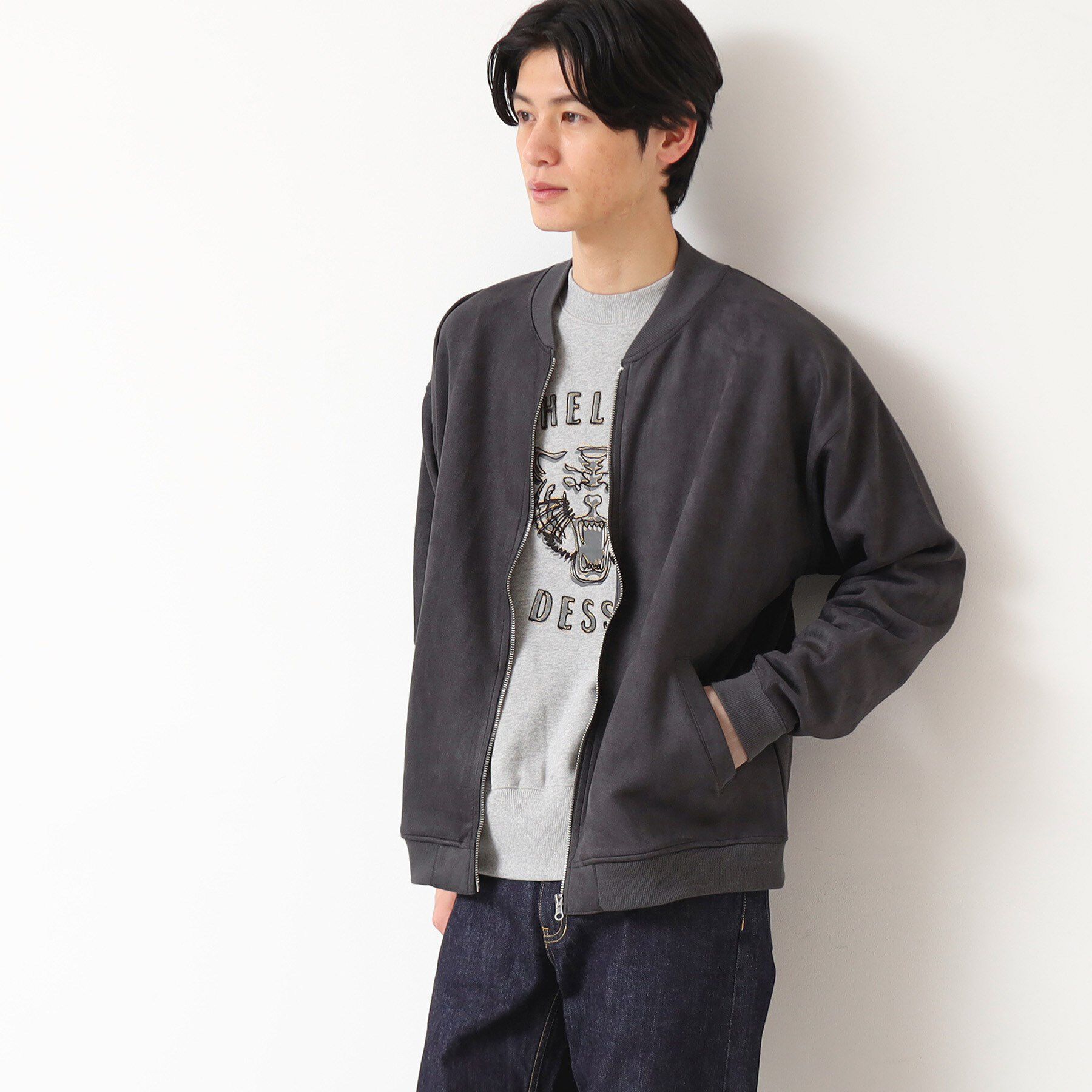 Dessin「【洗える】ポンチスウェードカットブルゾン」|ブルゾン・スタジャン|