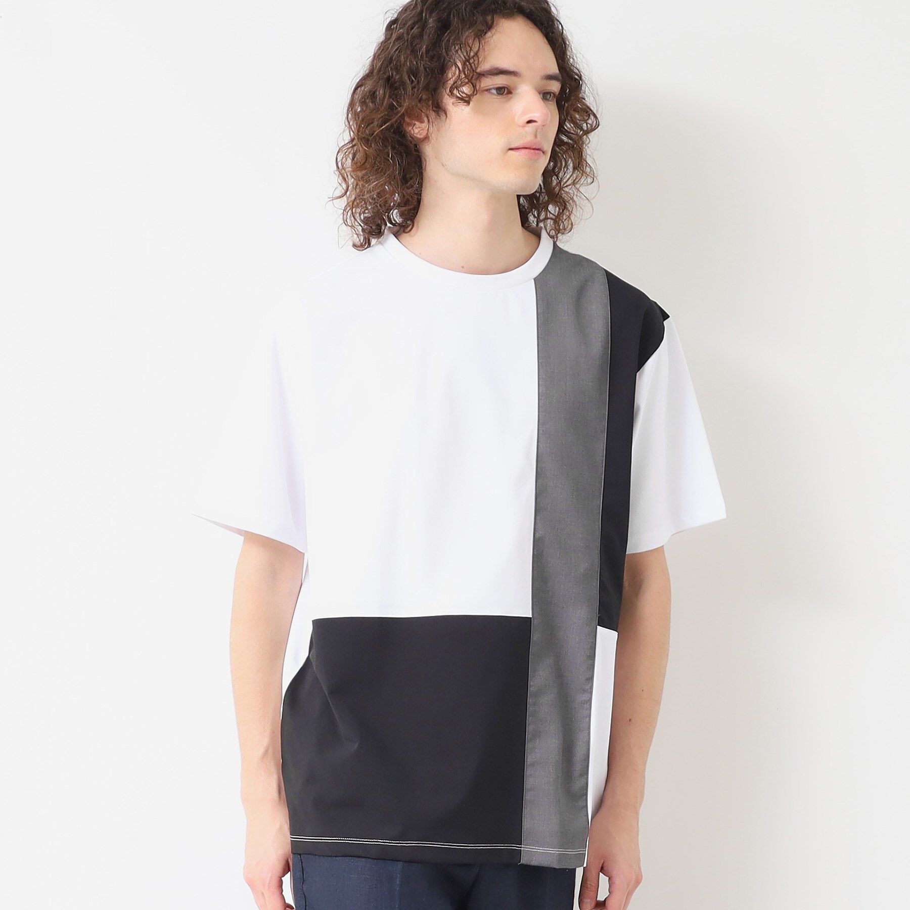 Dessin「【洗える】ブロック切り替えTシャツ」|Tシャツ・カットソー|ホワイト(201)