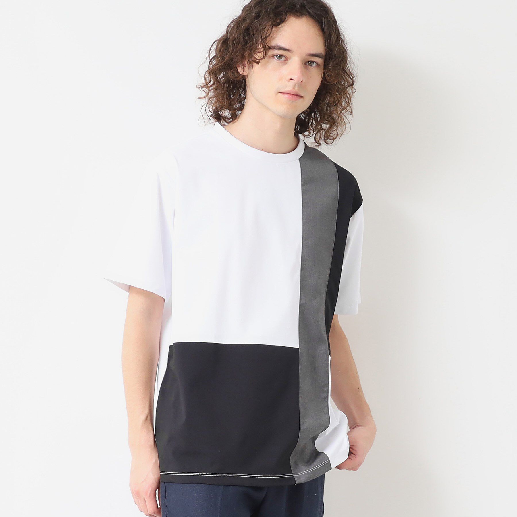 Dessin「【洗える】ブロック切り替えTシャツ」|Tシャツ・カットソー|