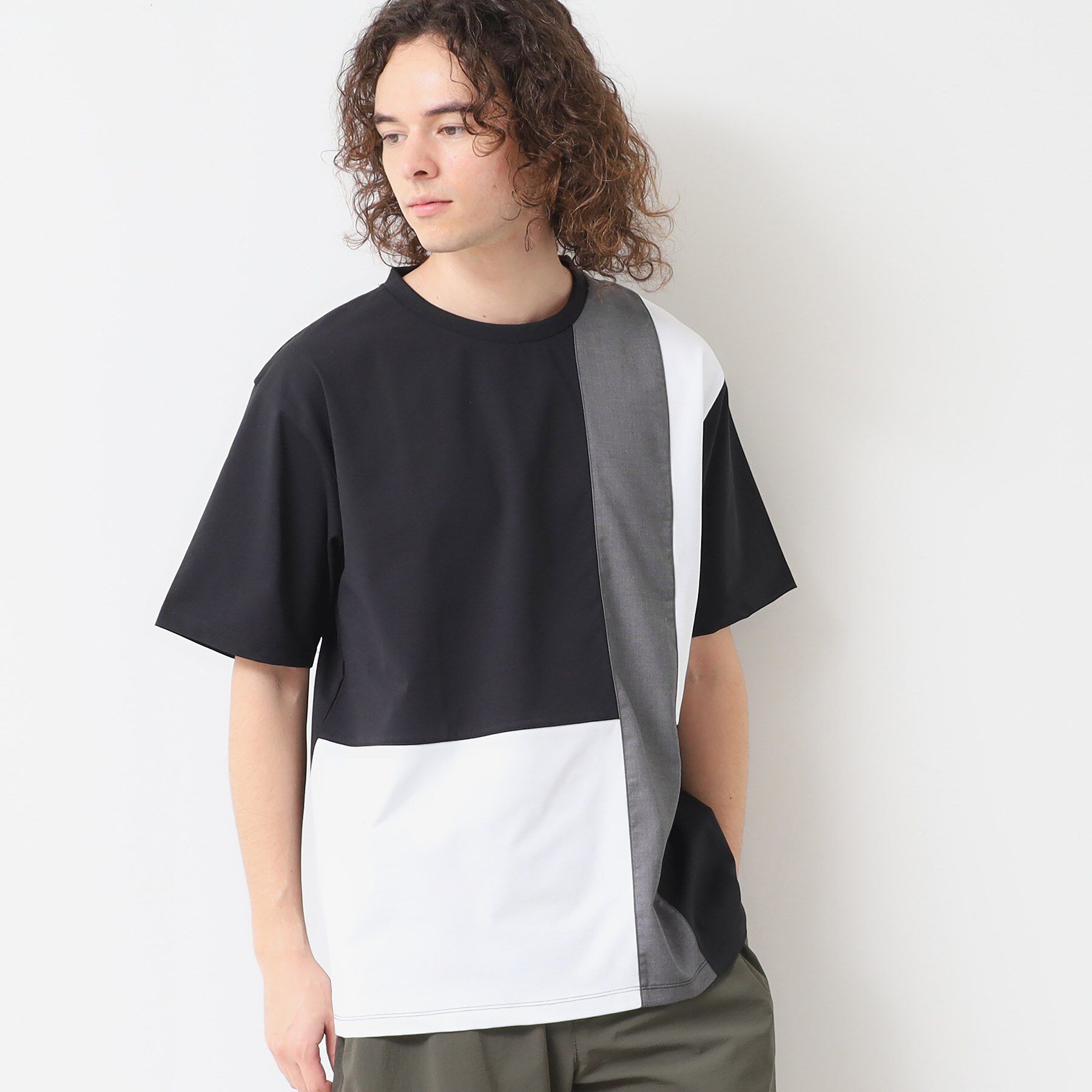 Dessin「【洗える】ブロック切り替えTシャツ」|Tシャツ・カットソー|ブラック(219)