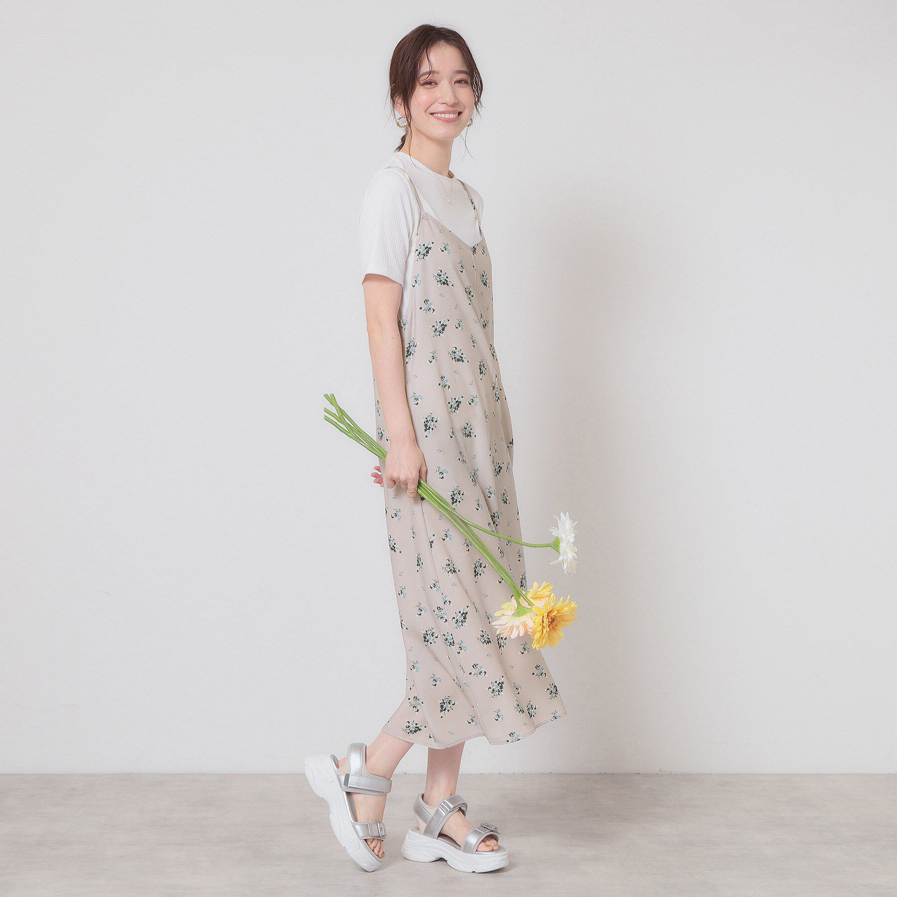 ITS&rsquo;DEMO「【手洗い可／無地・花柄】ジョーゼットキャミワンピ」|ワンピース|