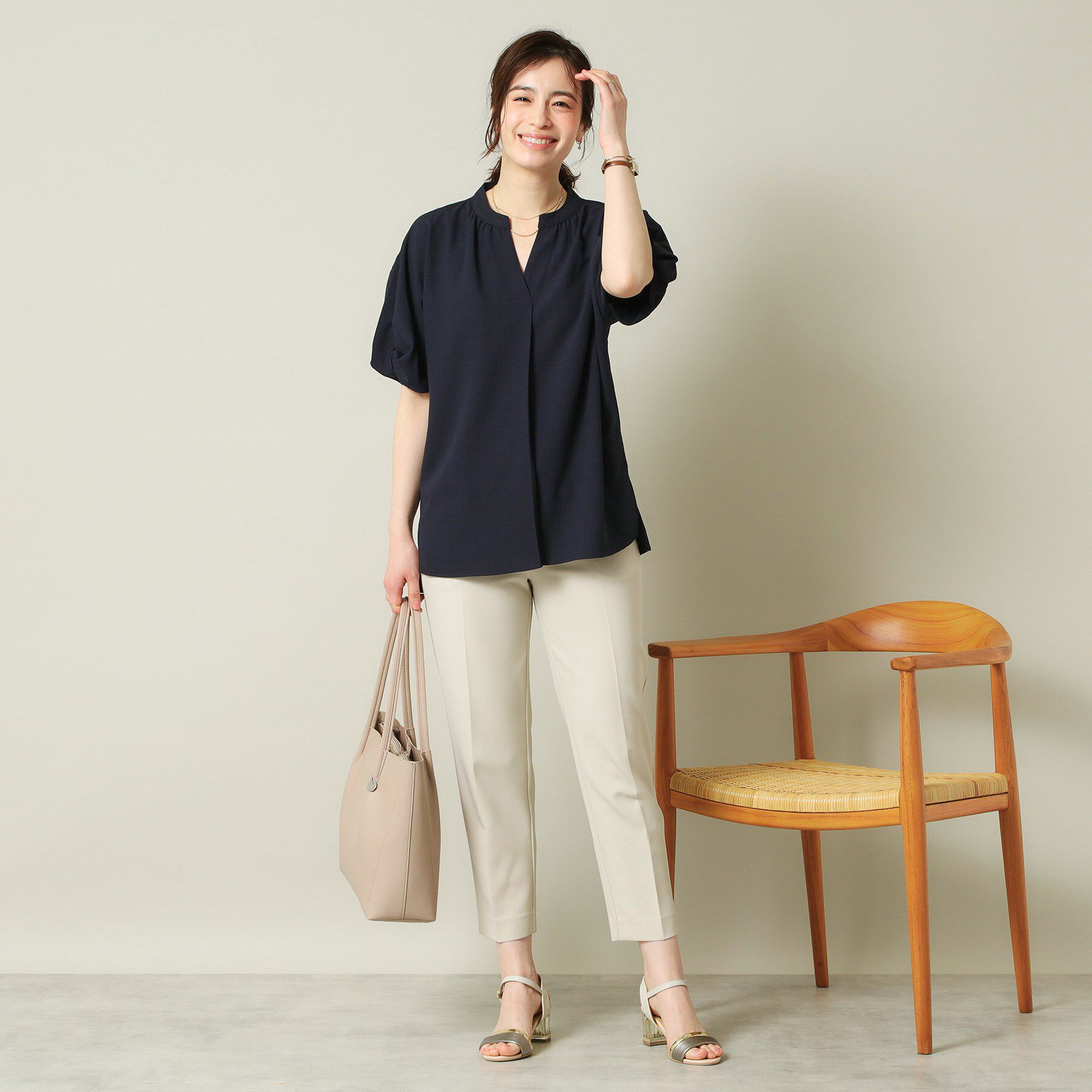 ITS&rsquo;DEMO「【UVケア/吸水速乾/洗濯機OK/冷感】麻調合繊チュニックブラウス＜ラク服シリーズ＞」|シャツ・ブラウス|