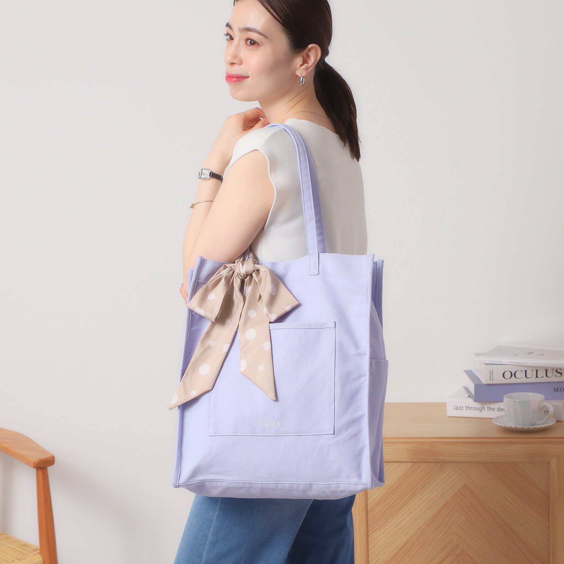 ITS&rsquo;DEMO「【A4対応／推し活】リボン付きキャンバストート」|トートバッグ|