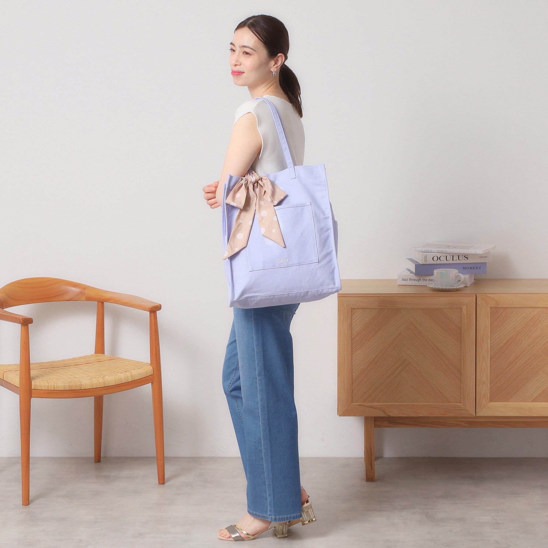 ITS&rsquo;DEMO「【A4対応／推し活】リボン付きキャンバストート」|トートバッグ|