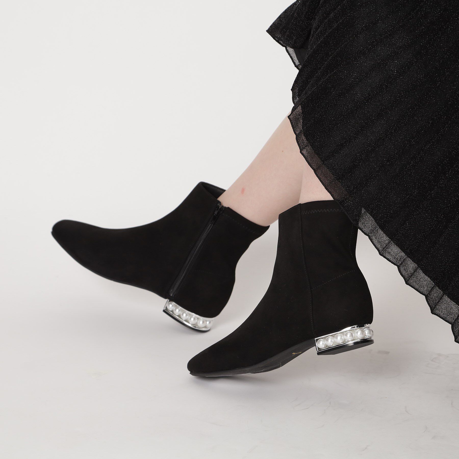 ESPERANZA「パール調ヒールショートブーツ」|ショートブーツ|