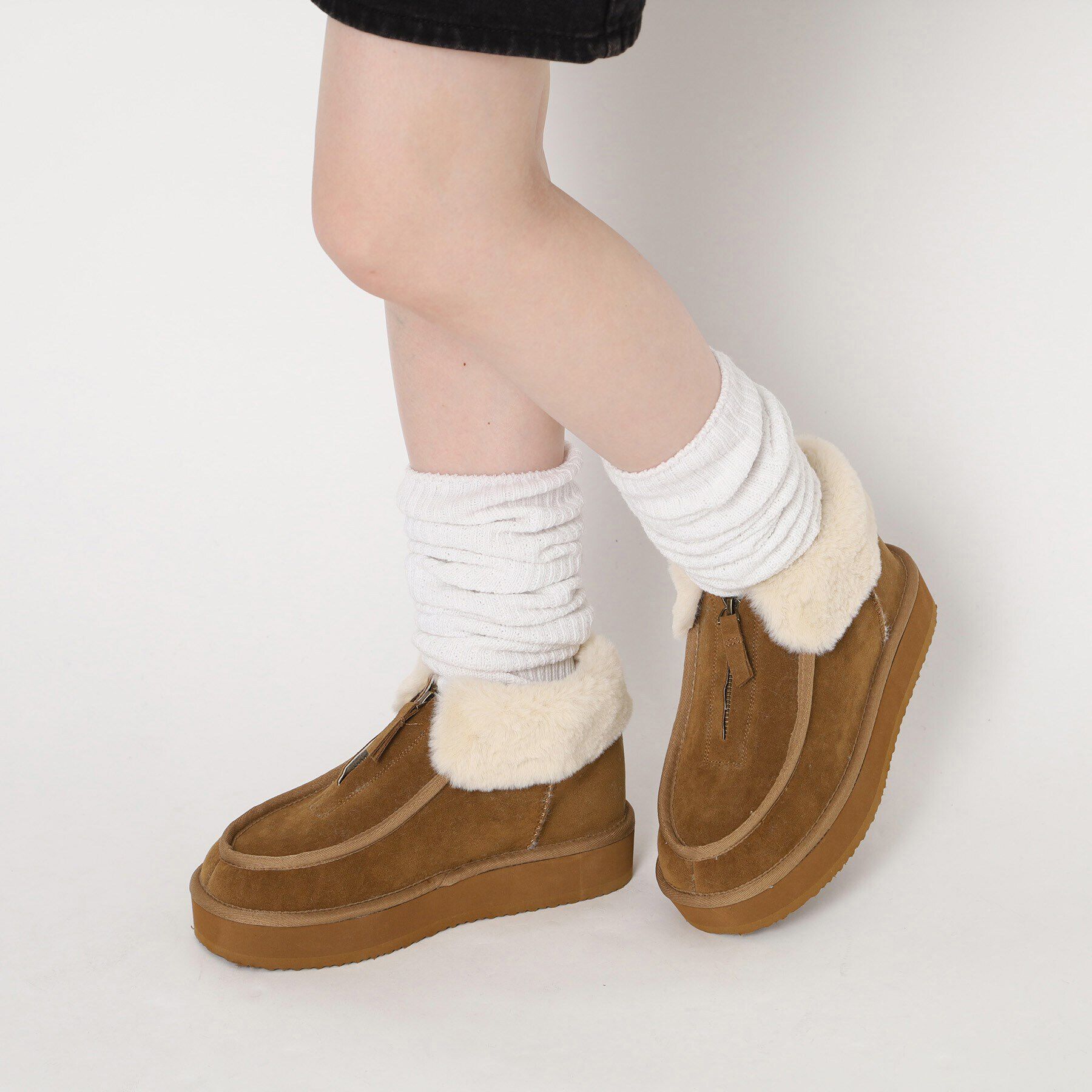 ESPERANZA「フロントジップボアショートブーツ」|ショートブーツ|