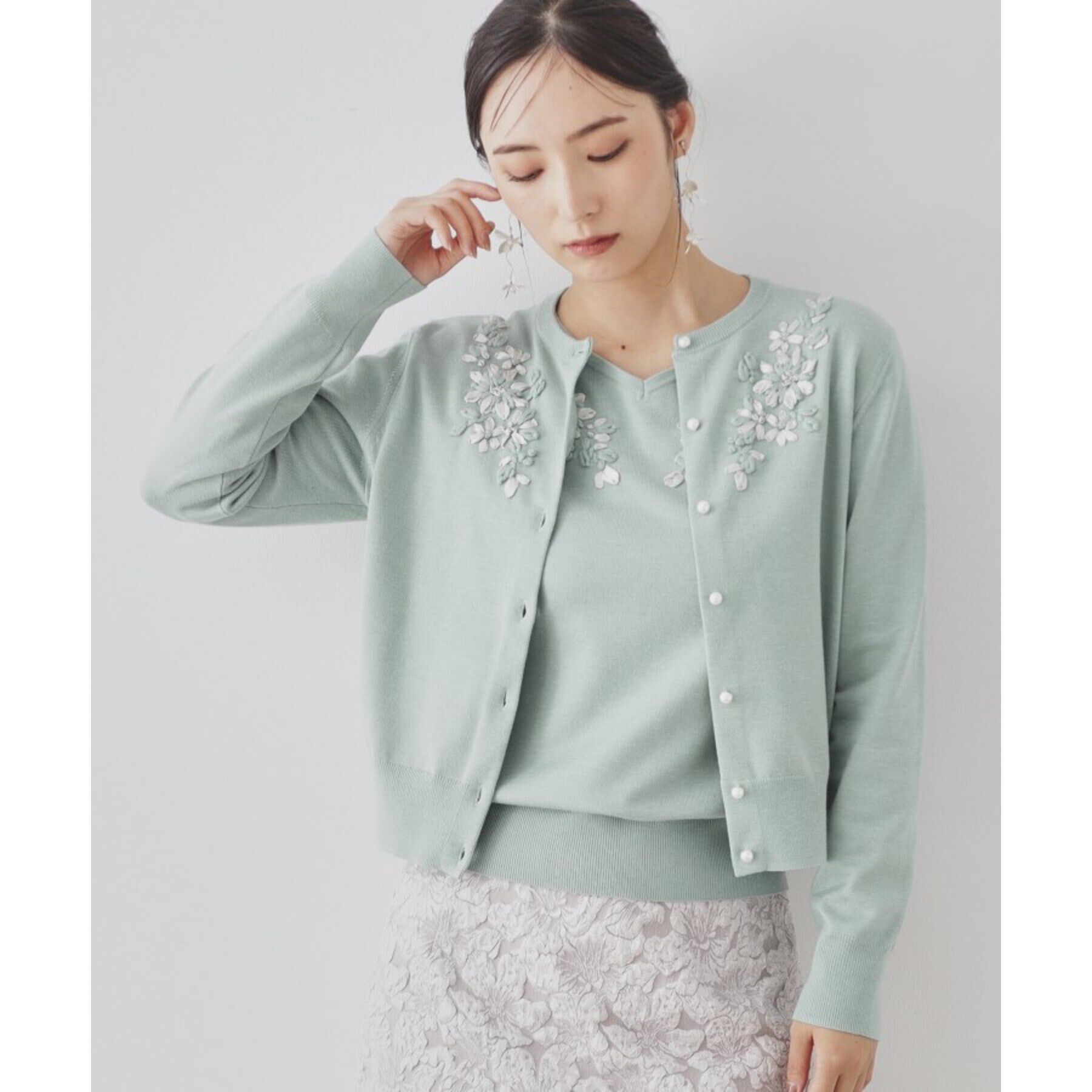 SunaUna「【SS～Lサイズ展開／リボン刺繍】クラフトニット」|ニット・セーター|