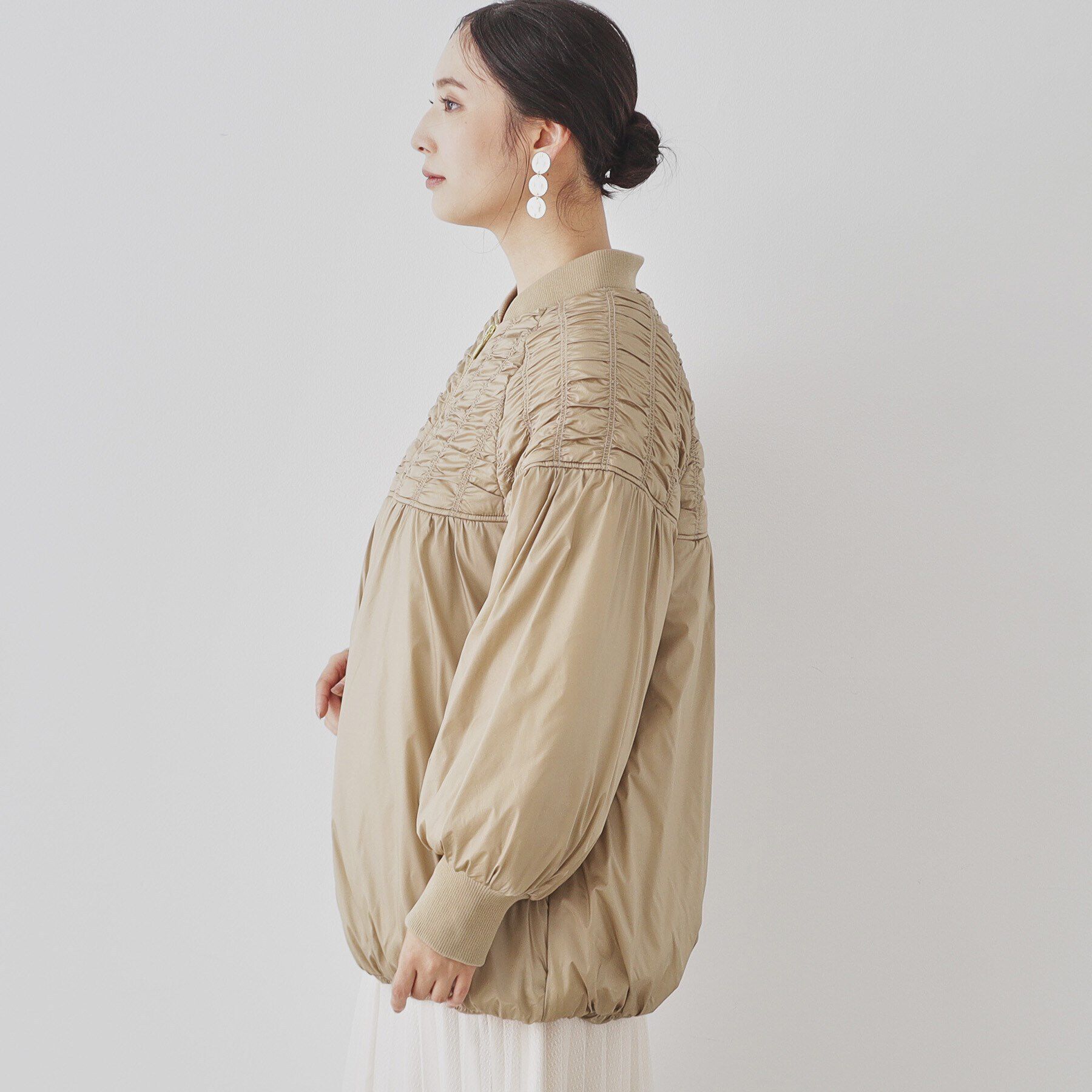 SunaUna「【裾バルーン／袖口リブ】中綿コート」|ブルゾン・スタジャン|