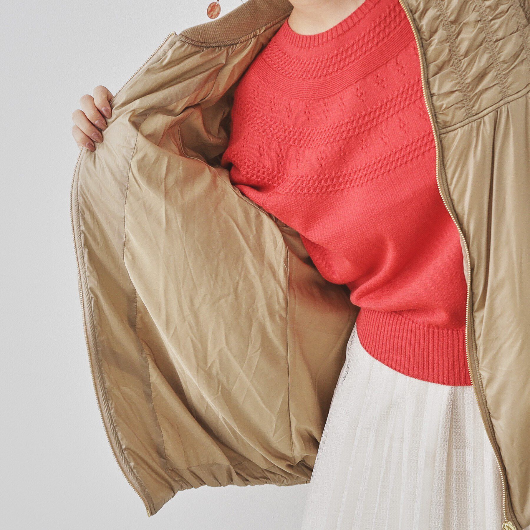 SunaUna「【裾バルーン／袖口リブ】中綿コート」|ブルゾン・スタジャン|