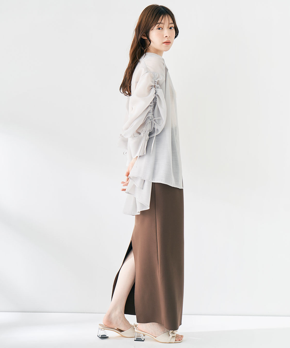 COCO DEAL「ギャザースリーブシアーシャツ」|シャツ・ブラウス|