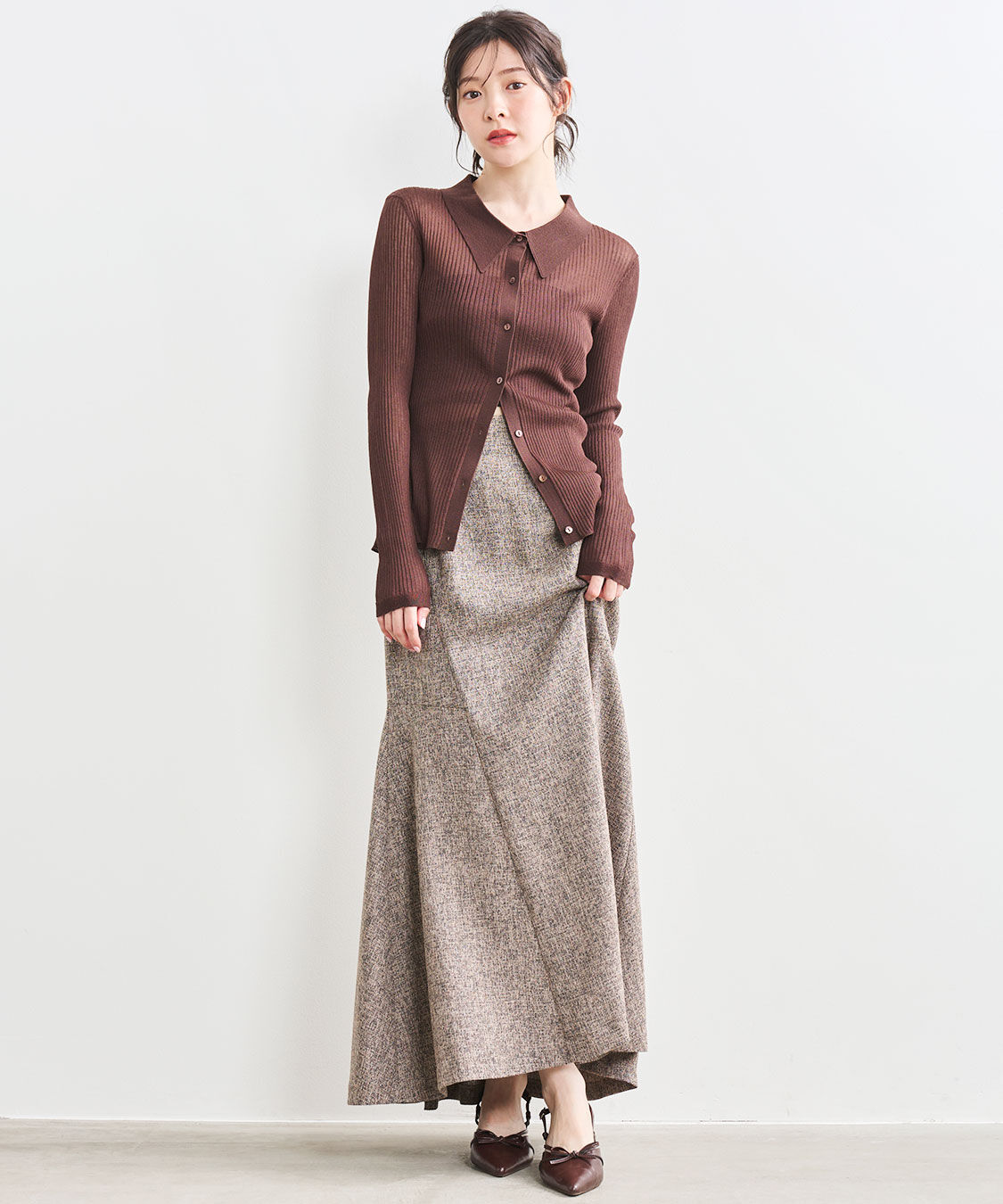 COCO DEAL「ラインデザインツィードマーメイドスカート」|スカート|ベージュ