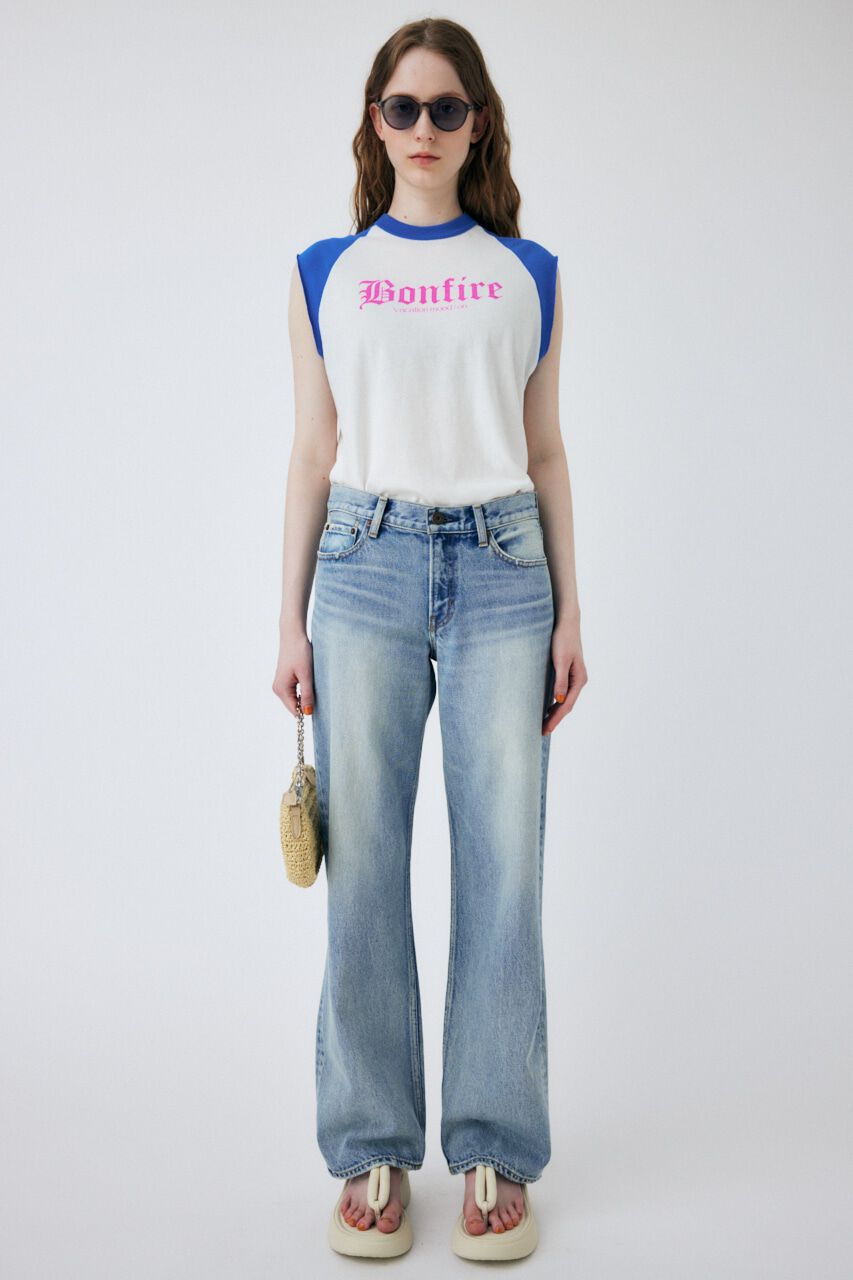 MOUSSY「RAGRAN BLACK LETTER NS Tシャツ」|タンクトップ|BLU