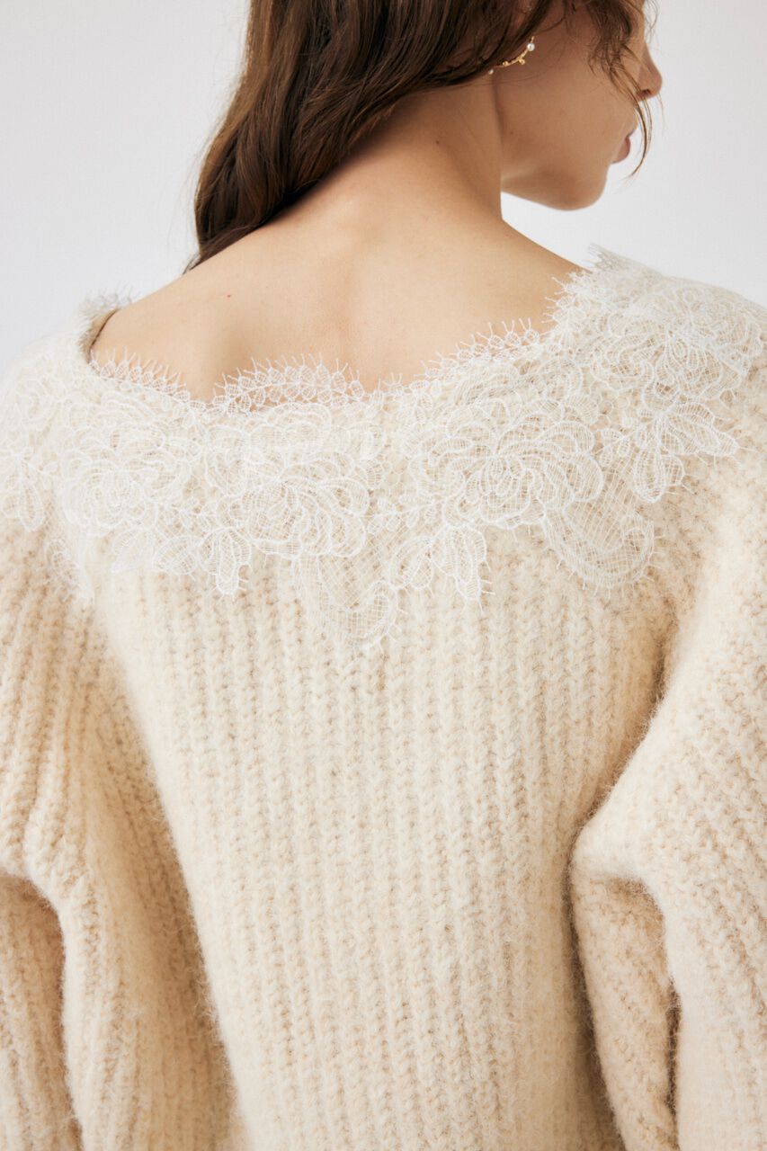 MOUSSY「LACE TRIMMED V NECK セーター」|ニット・セーター|