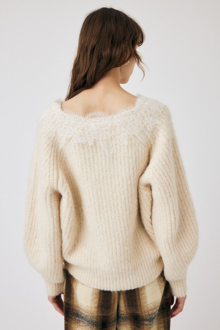 MOUSSY「LACE TRIMMED V NECK セーター」|ニット・セーター|