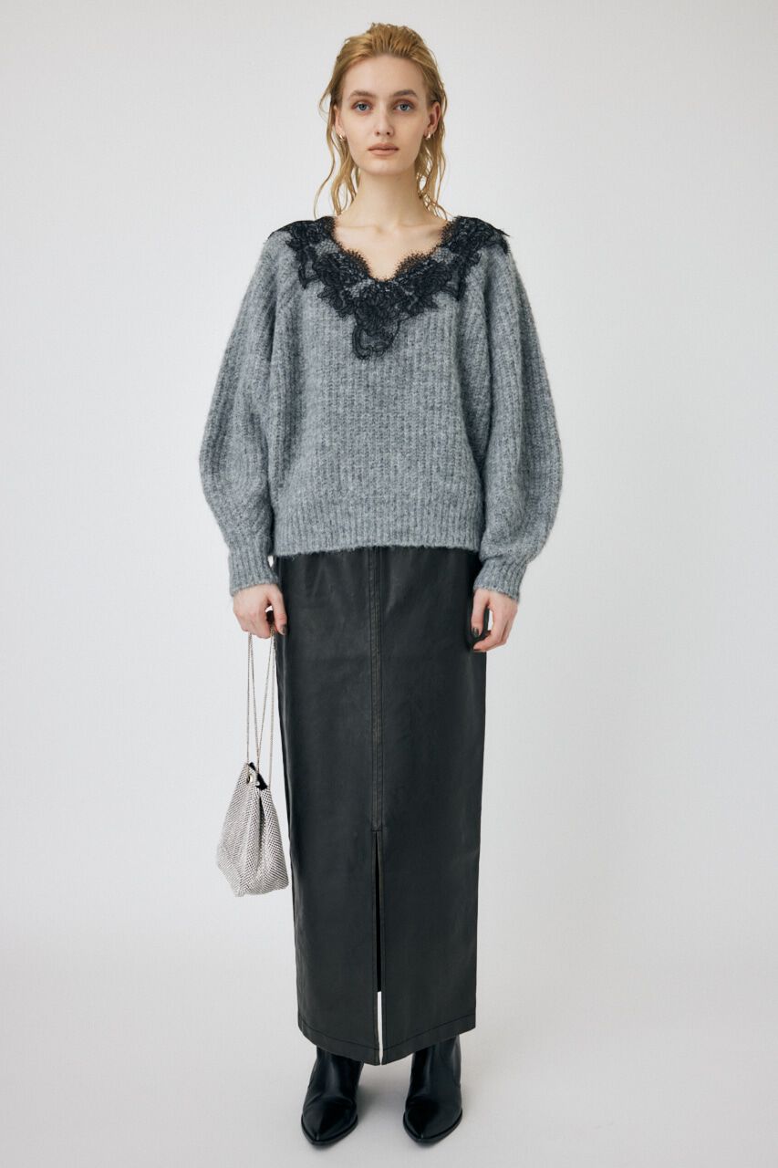 MOUSSY「LACE TRIMMED V NECK セーター」|ニット・セーター|