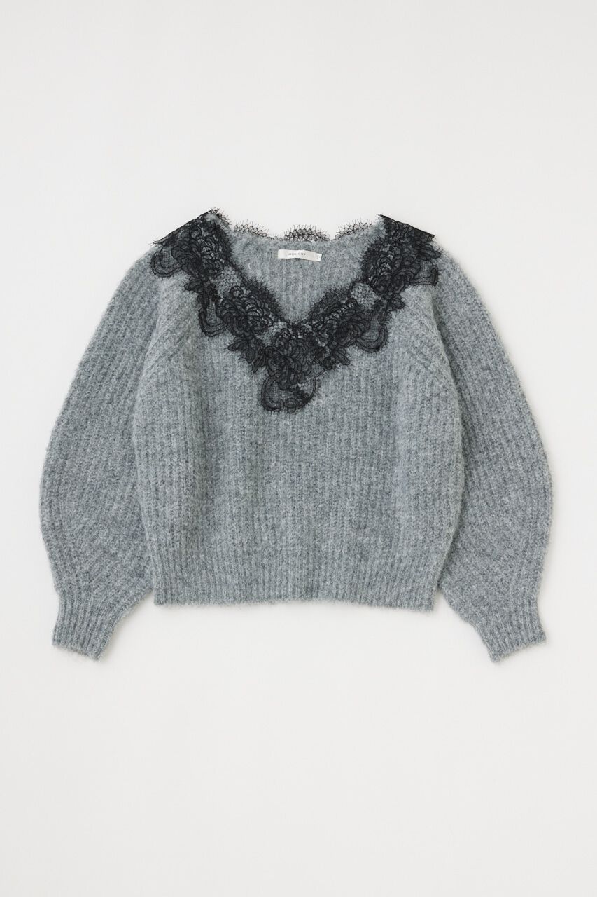 MOUSSY「LACE TRIMMED V NECK セーター」|ニット・セーター|