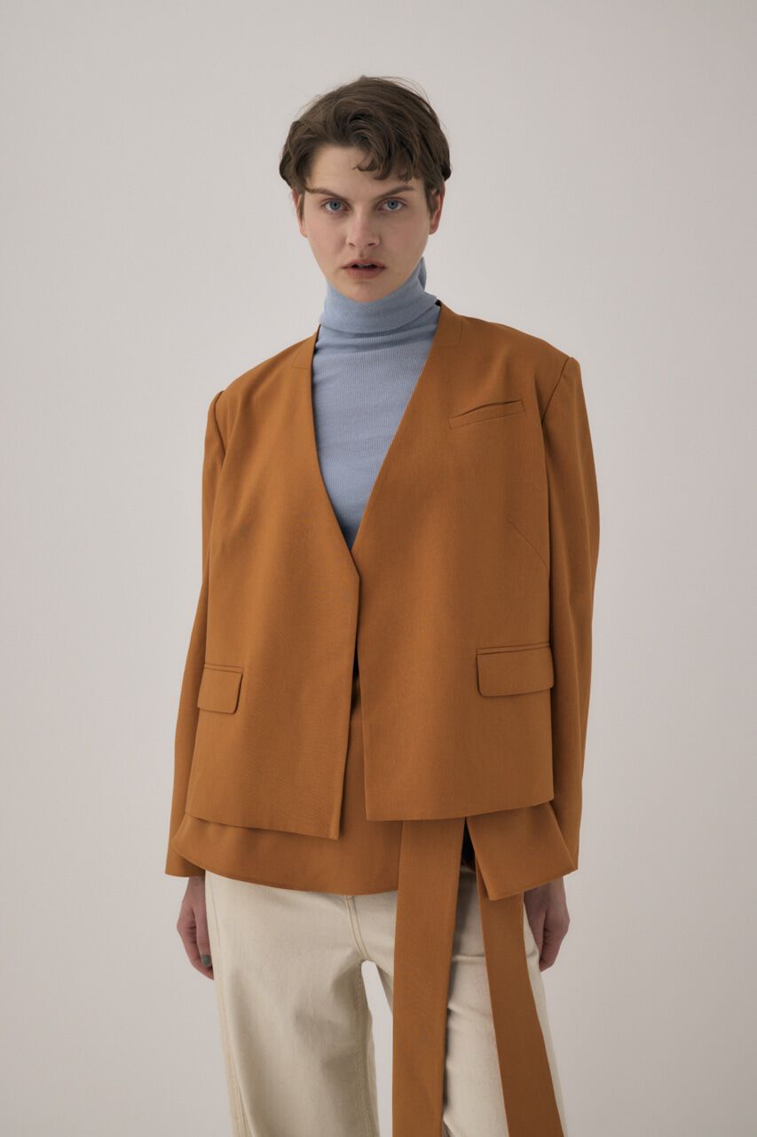 MOUSSY「リサイクルポリエステル使用ノーカラージャケット＆ペプラムベルトSET」|その他|