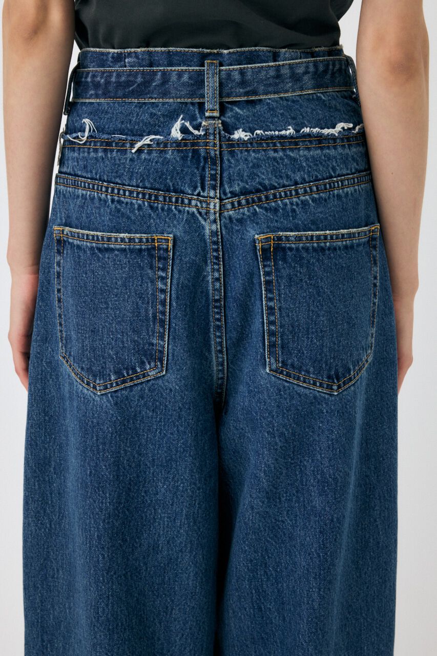 MOUSSY「FOLD WAIST WIDE STRAIGHT」|デニム|