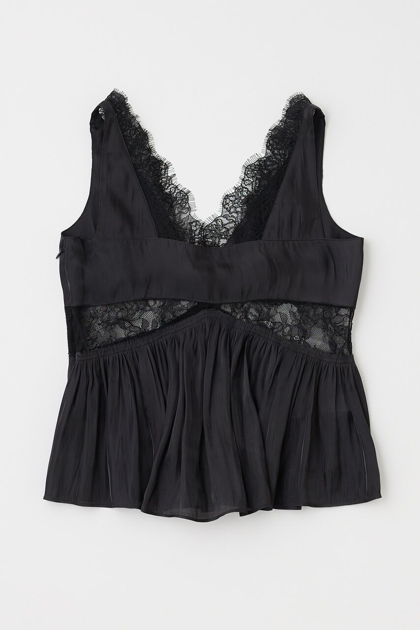 MOUSSY「LACE TRIM FLARE サテントップス」|タンクトップ|