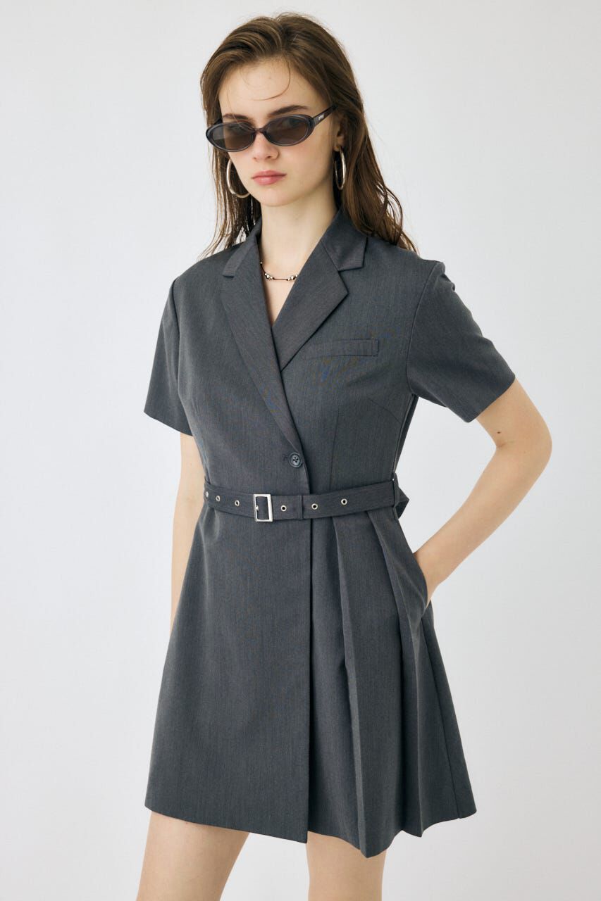 MOUSSY「BLAZER PLEATS ミニドレス」|ワンピース|T.GRY