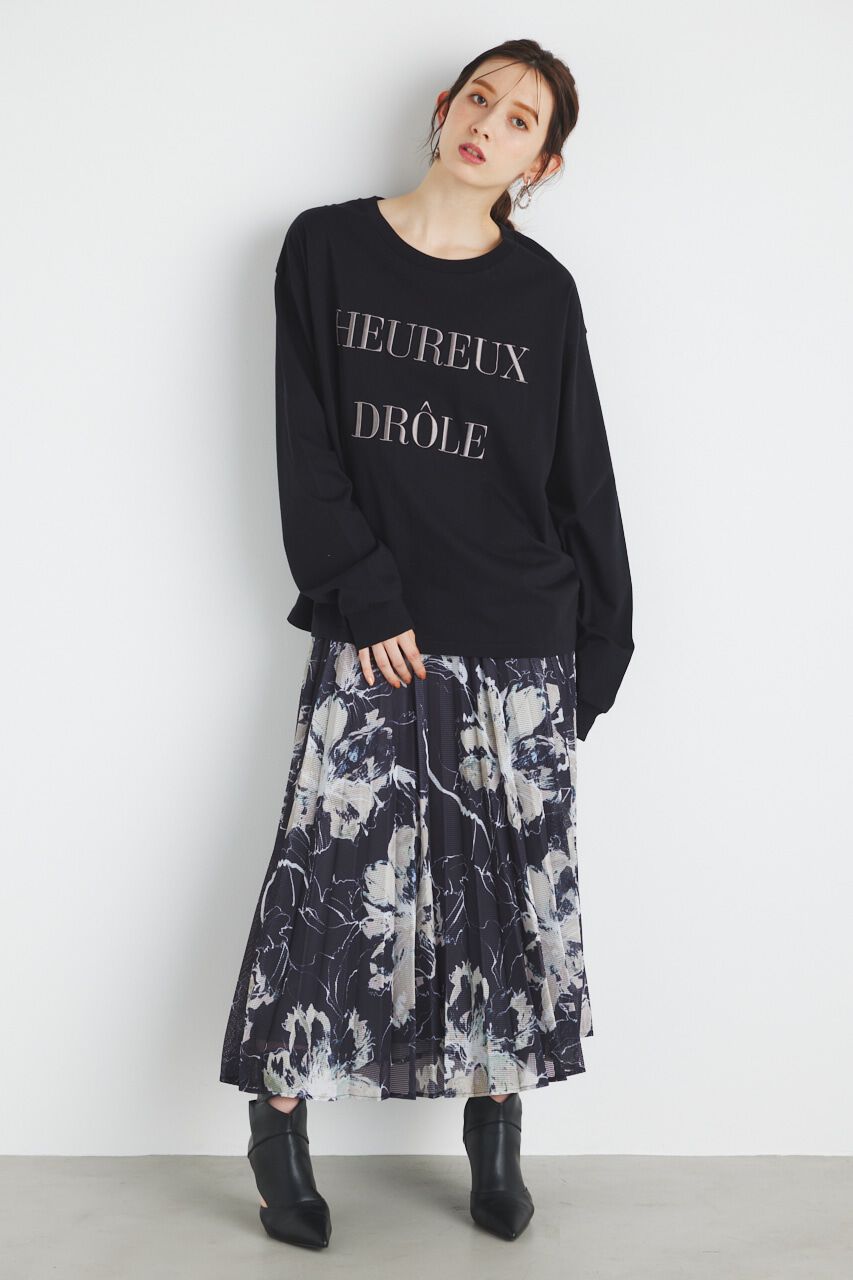 rienda「メッシュプリーツ J/W SK」|スカート|柄NVY5