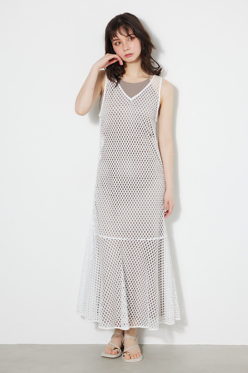 rienda「メッシュマーメイドレイヤードOP」|ワンピース|WHT