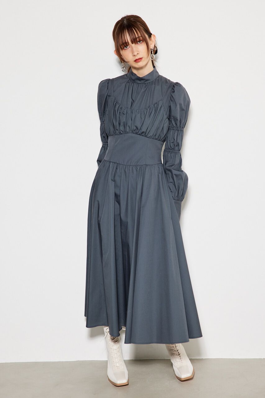 rienda「ビスチェディテールギャザーフレアOP」|ワンピース|D/BLU3