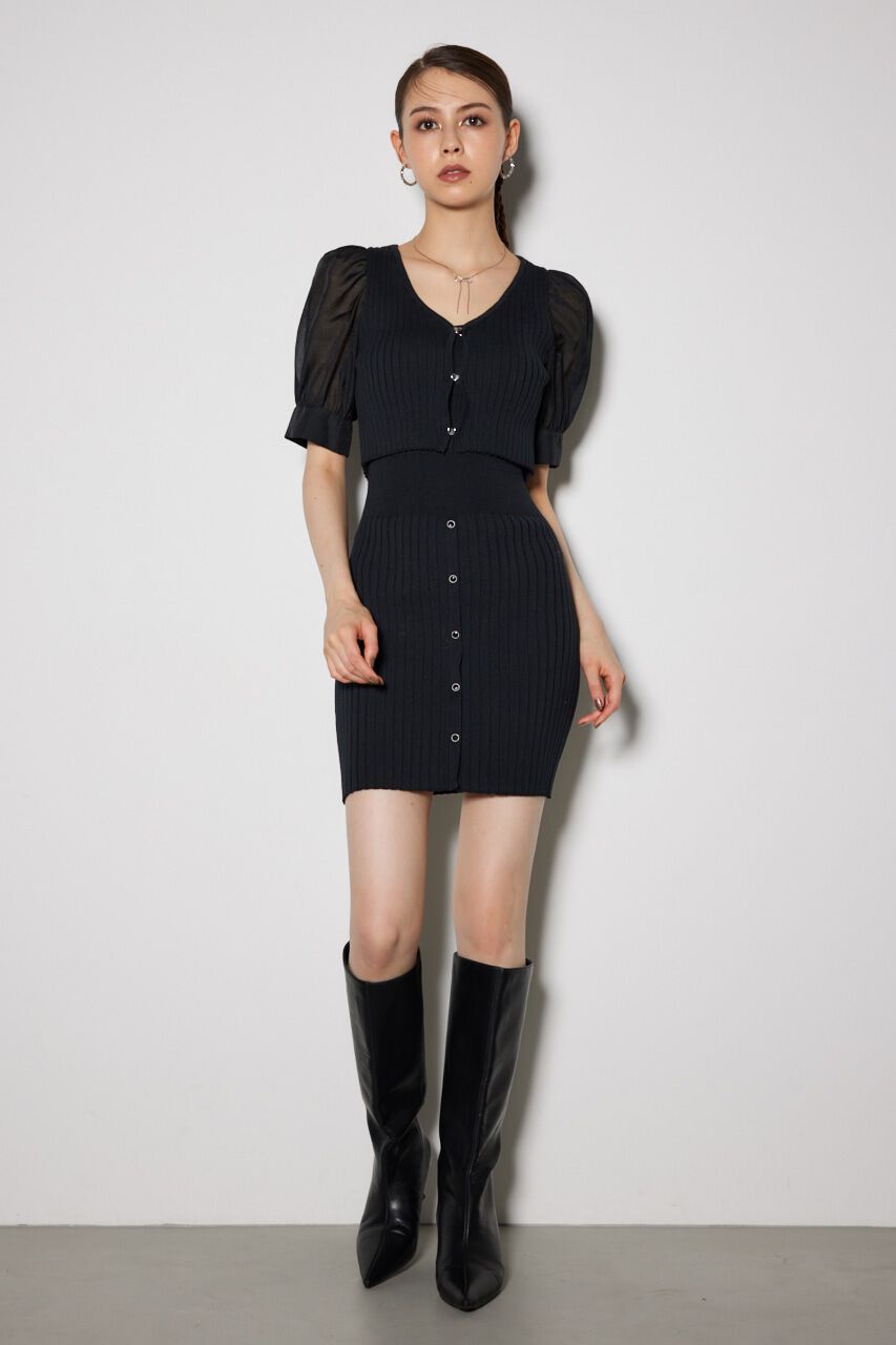 rienda「シアースリーヴコンビカーデセットミニワンピース」|ワンピース|