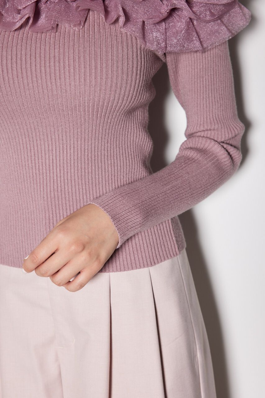 rienda「チュールフリルオフショルニットトップス」|ニット・セーター|