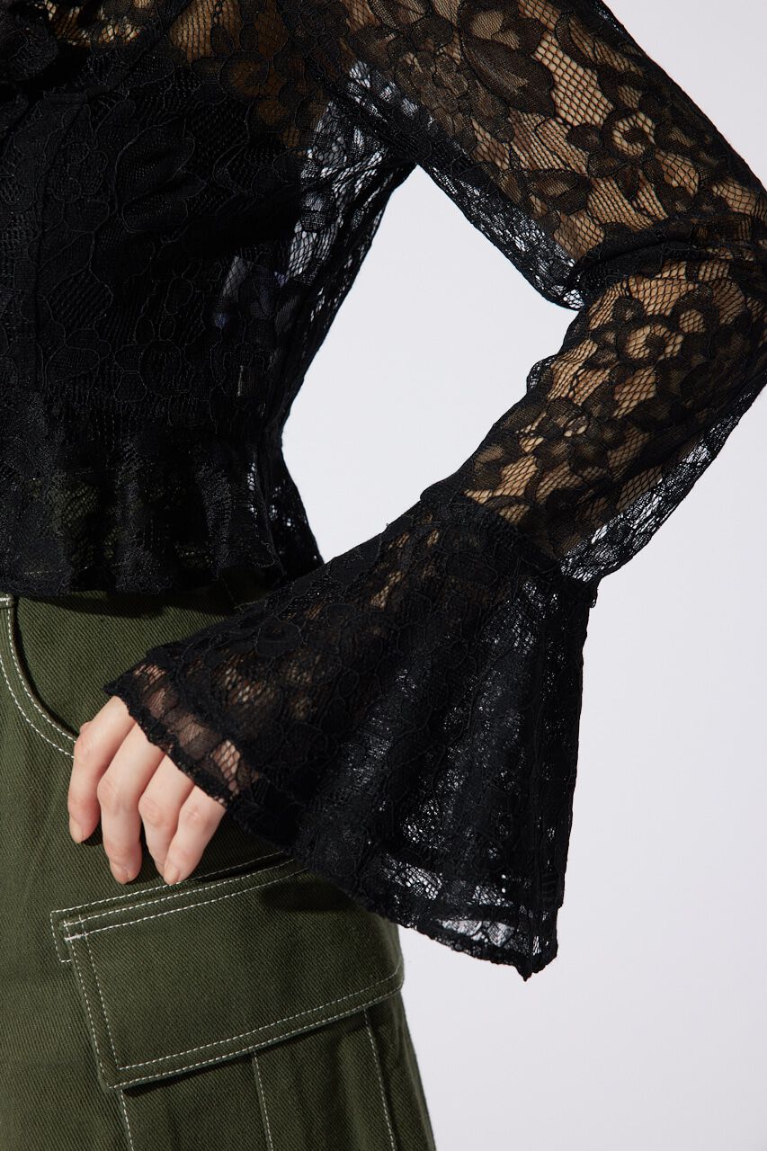 rienda「フロントフリル2WAYレースブラウス」|シャツ・ブラウス|