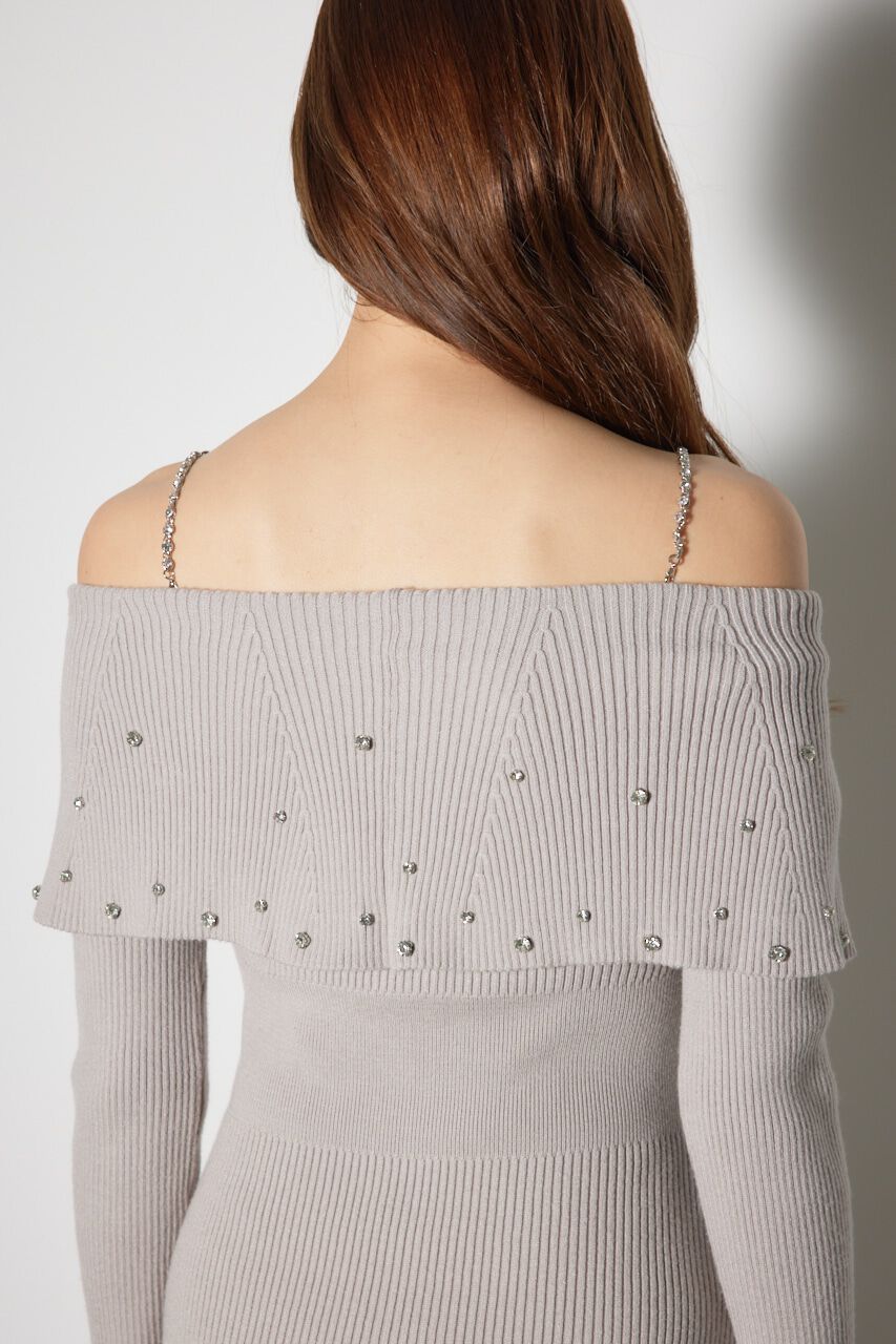 rienda「2WAYオフショルダービッグカラーニットワンピース」|ワンピース|