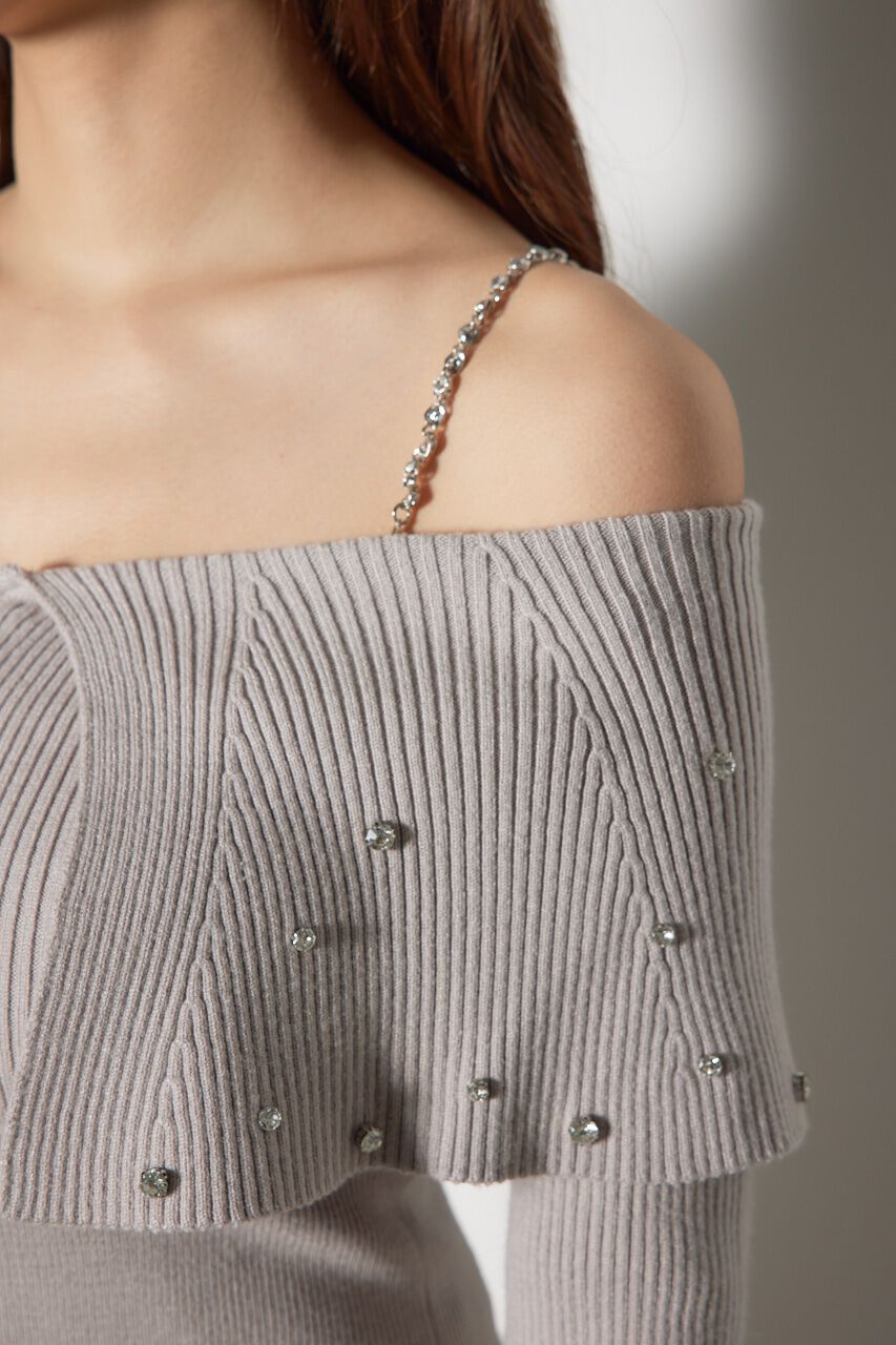 rienda「2WAYオフショルダービッグカラーニットワンピース」|ワンピース|