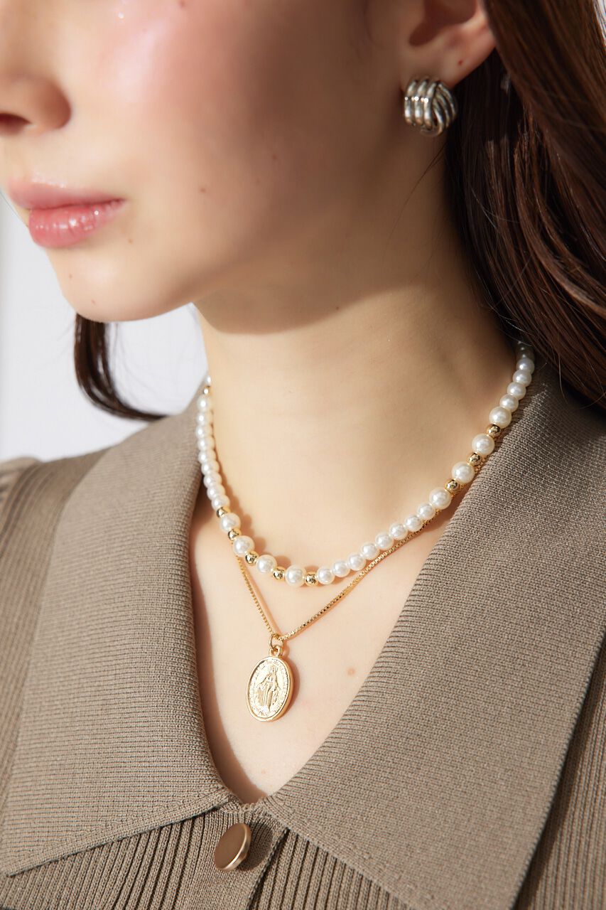 rienda「2レーンコインフェイクパールネックレス」|ネックレス|GLD
