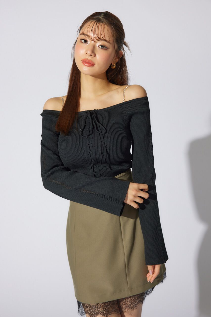 rienda「manywayオフショルニットトップス」|ニット・セーター|BLK