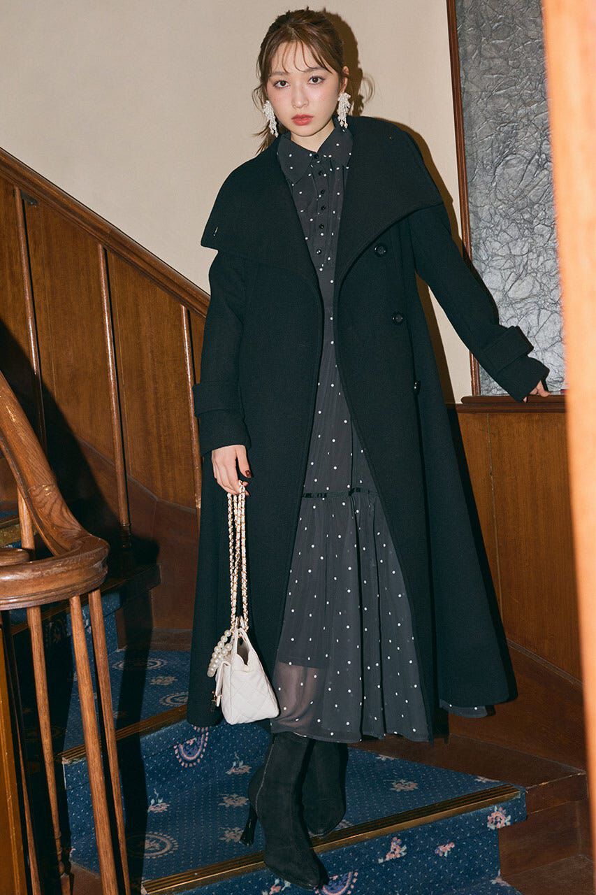 rienda「25オーバーネックシンデレララインコート」|その他|BLK