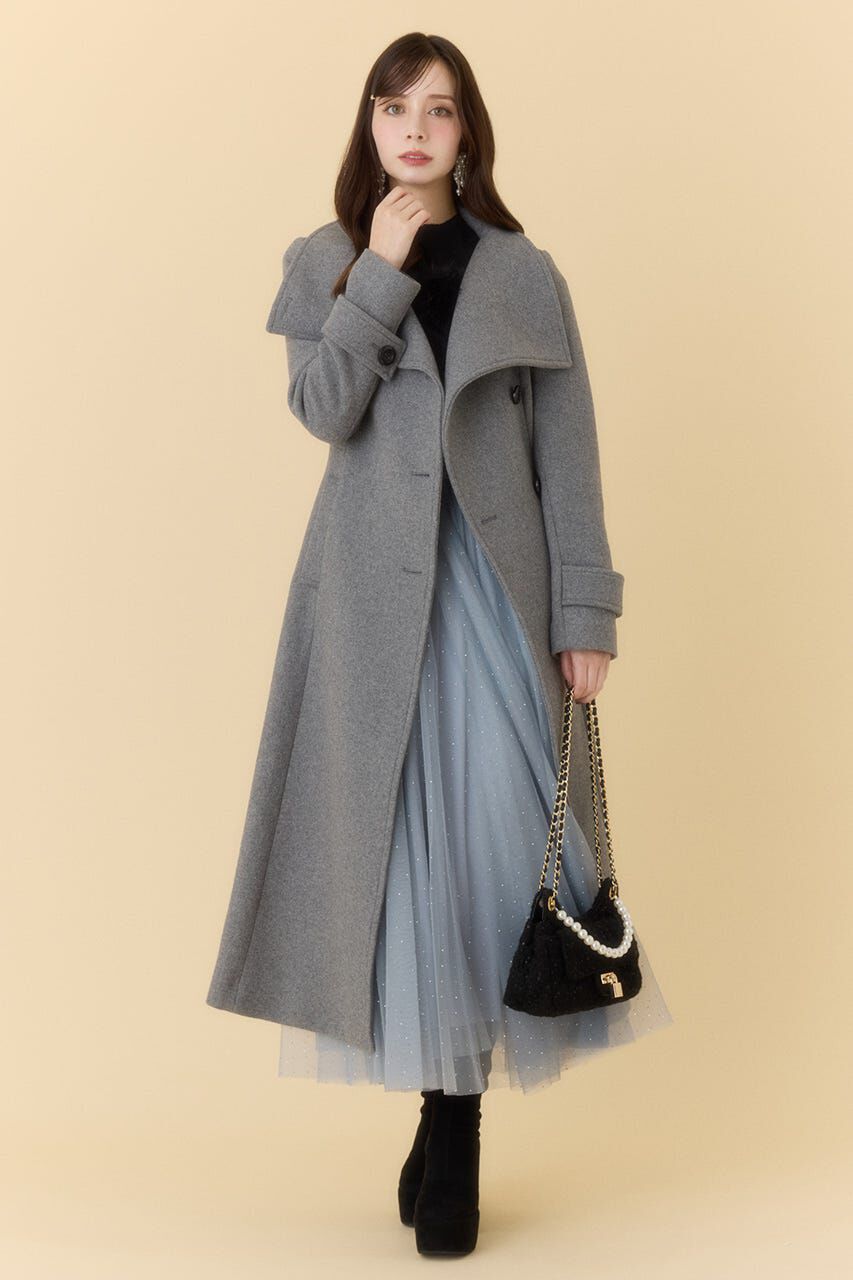 rienda「25オーバーネックシンデレララインコート」|その他|GRY