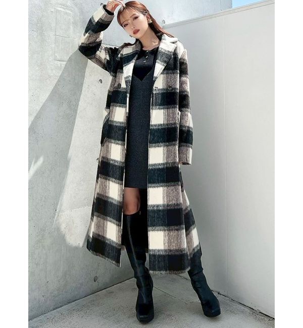 RESEXXY「ミディレングスシャギーチェックコート」|その他|