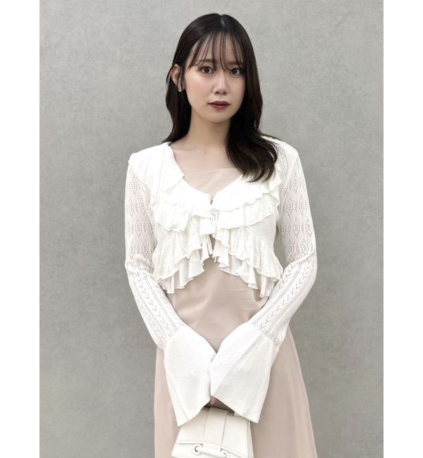 dazzlin「ペプラムフリルリボンカーデ」|カーディガン|