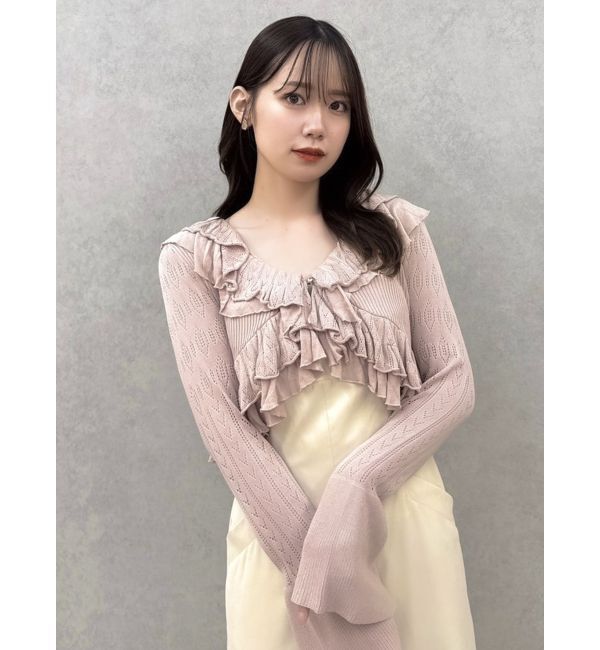 dazzlin「ペプラムフリルリボンカーデ」|カーディガン|