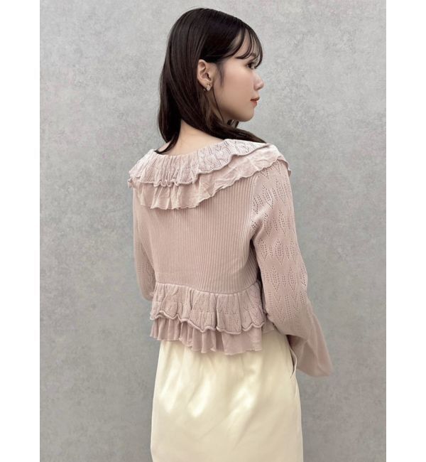 dazzlin「ペプラムフリルリボンカーデ」|カーディガン|
