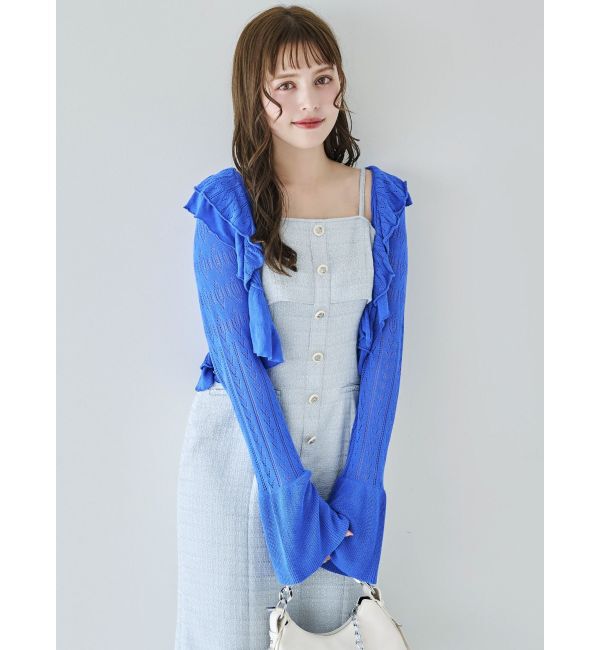 dazzlin「ペプラムフリルリボンカーデ」|カーディガン|