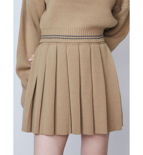 EMODA「チューズプリーツニットミニスカート」|スカート|ベージュ