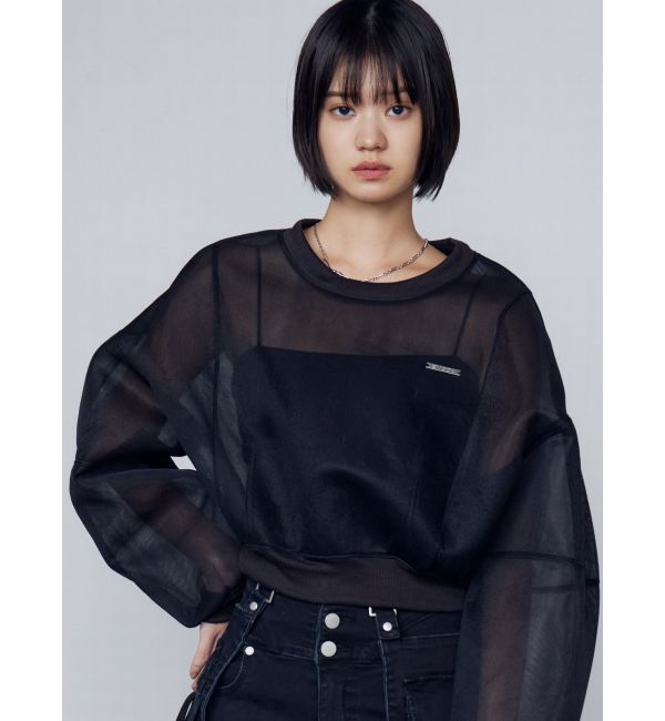 EMODA「シアーボリュームスリーブトップ」|Tシャツ・カットソー|ブラック