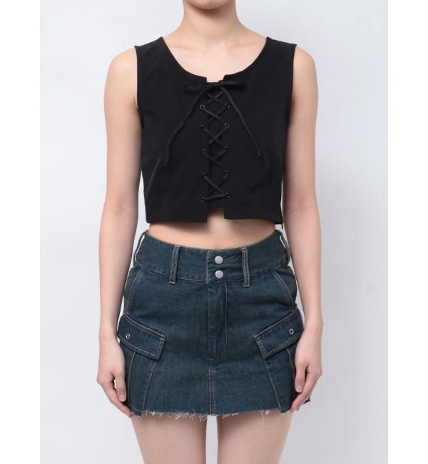 EMODA「レースアップナイロントップス」|Tシャツ・カットソー|