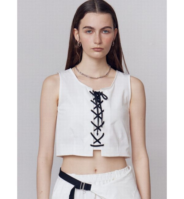 EMODA「レースアップナイロントップス」|Tシャツ・カットソー|