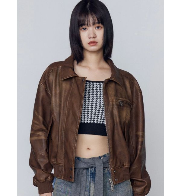 EMODA「ヴィンテージフェイクレザーブルゾン」|ブルゾン・スタジャン|