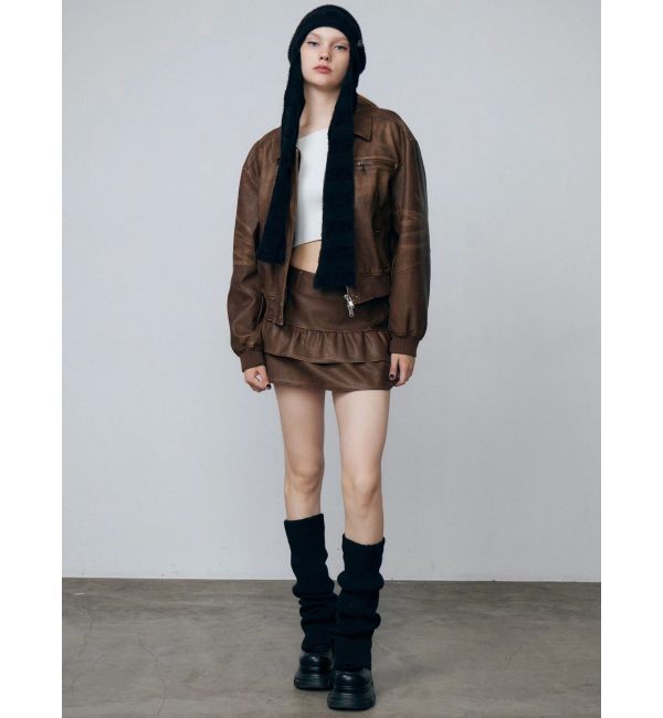 EMODA「ヴィンテージフェイクレザーブルゾン」|ブルゾン・スタジャン|