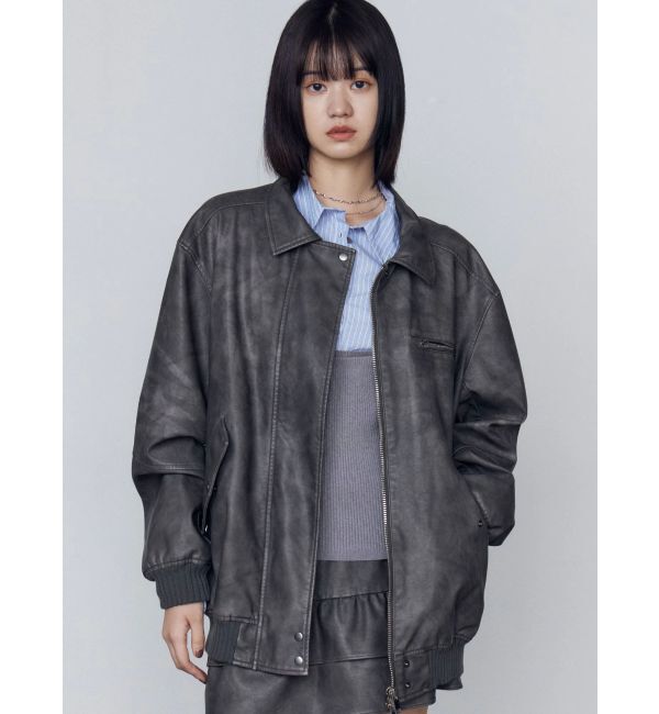 EMODA「ヴィンテージフェイクレザーブルゾン」|ブルゾン・スタジャン|