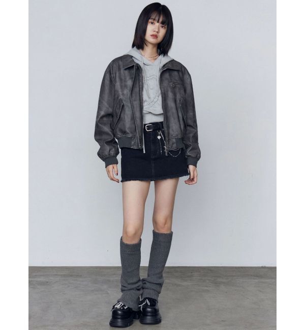 EMODA「ヴィンテージフェイクレザーブルゾン」|ブルゾン・スタジャン|